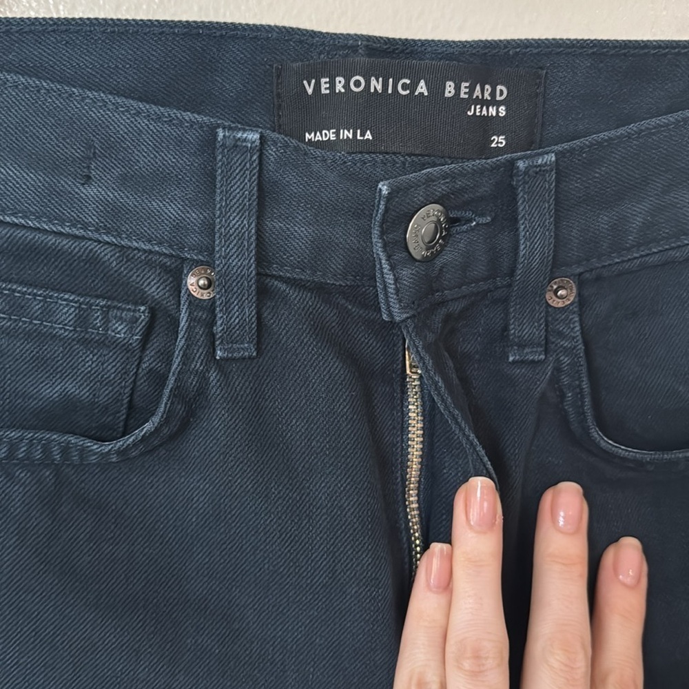 Veronica Beard Ryleigh Slim Straight High Rise Jeans in Petrol - Picture 5 of 9